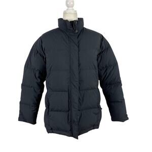 LL Bean Black and Pink Puffer Feather Down Puffer Full Zip Ski Winter Jacket M